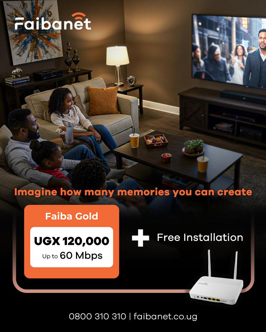 nbstv's tweet image. From work to play, Faiba Gold has you covered.
Enjoy reliable internet at up to 60 Mbps for only UGX 120,000 per month. Plus, free installation.

Contact @faibanet on 0800 310 310 | 🌐 faibanet.co.ug

#UnlimitedInternetExperience #BeUnLimited