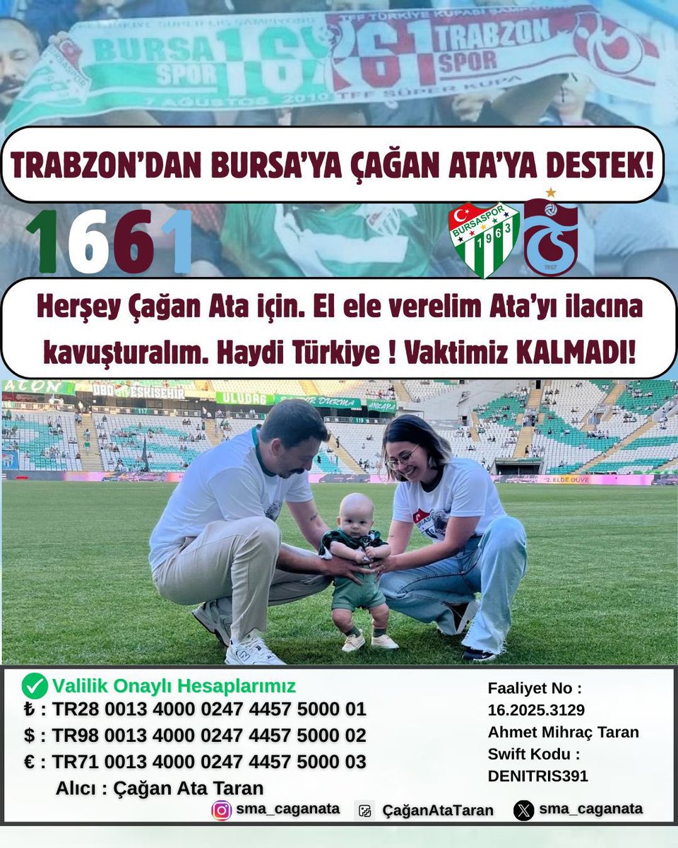 Çağan Ata kardeşimizin yaşama sevincine ortak olmak için hep beraber destek olalım. Sende devlet onaylı ibana destek yolla, Çağan Ata’ya hayat ver. @sma_caganata