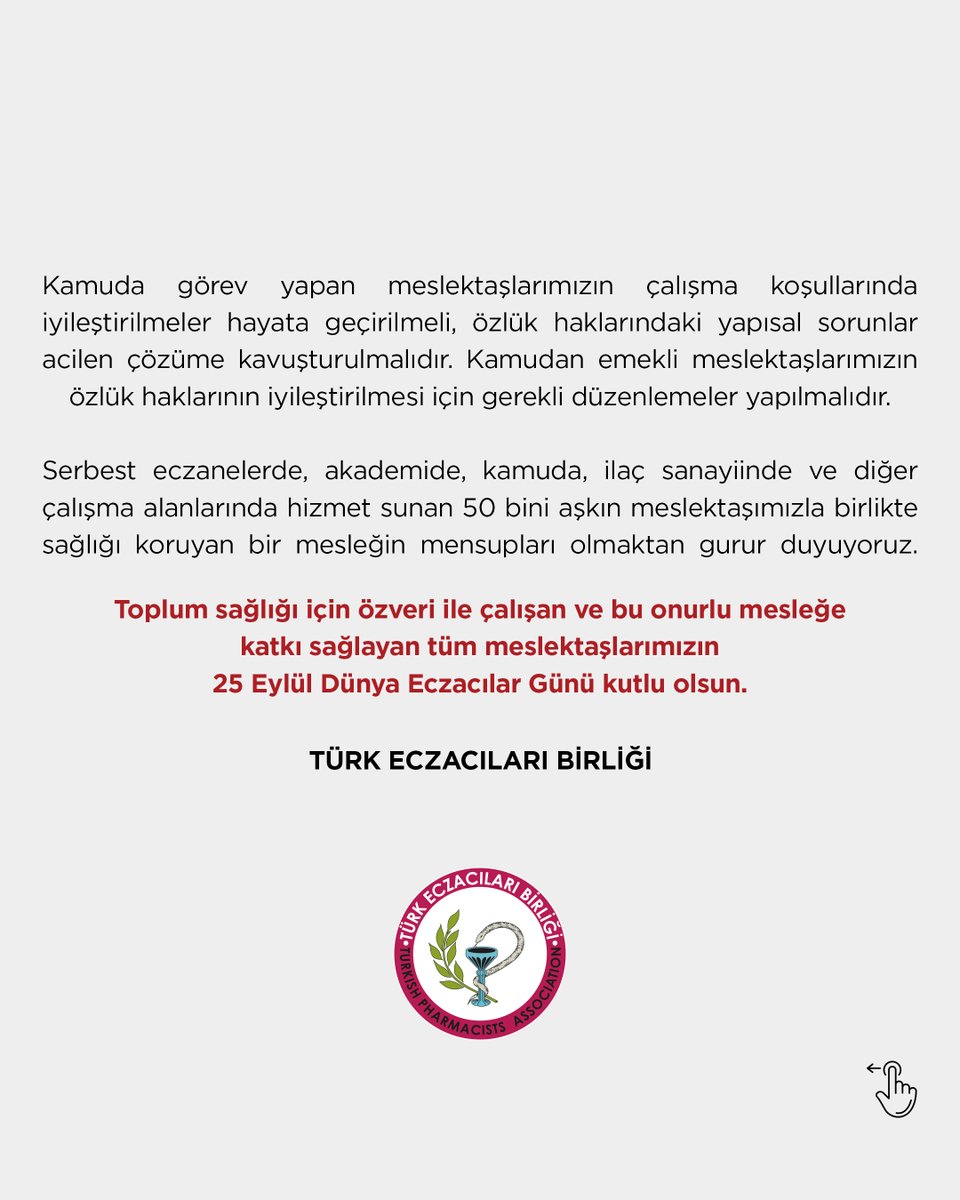 tebkurumsal's tweet photo. ECZACILARIN BİRİKİMİNDEN DAHA FAZLA YARARLANMAK 
TOPLUM SAĞLIĞINA YAPILMIŞ EN AKILCI YATIRIMDIR

Eczacılık mesleği, küresel ölçekte ilaç sunumuna odaklı bir disiplinden, insan odaklı, halk sağlığına hizmet eden bir mesleğe doğru önemli bir dönüşüm geçirmektedir. Dünya genelinde yapılan çalışmalar, özellikle kronik hastalıkların takibi ve yönetiminde eczacıların ilaç tedavilerini gözden geçirmesinin hastaneye yatış oranlarını azalttığını ortaya koymuştur. Hastaların doğru bilgilendirilmesi ve düzenli takibi, koruyucu sağlık hizmetlerinin etkin bir şekilde yapılandırılması açısından büyük bir öneme sahiptir. Bu yaklaşım ülkemiz için de geçerlidir. Böylece hem toplum sağlığı güçlenir, hem de ülke kaynaklarının verimli kullanılmasına katkı sağlanır. Eczacıların bilgi ve birikiminden daha fazla yararlanmak, toplum sağlığına yapılan en akılcı yatırımlardan biridir.

Giderek artan jeopolitik riskler, ilaç sektörünün önemini daha da belirgin hale getirmiştir. İlaçta dışa bağımlılığı azaltmak, ülkemizin stratejik politikalarının merkezinde yer almalıdır. Bu dönüşüm sadece ekonomik değil, aynı zamanda sağlık güvenliği ve uluslararası rekabet açısından da önemlidir. Ar-Ge olanaklarının geliştirilmesi, etkin madde üretiminin yerlileşmesi, biyobenzer ürünlerde rekabetçi üretim altyapısı ve ihracat odaklı büyüme hedefiyle, ülkemizi ilaç alanında krizlere karşı dayanıklı, bölgesel ve küresel ölçekte rekabetçi bir aktör haline getirmek hayal değildir. Bunun için kamu, özel sektör ve meslek örgütlerinin ortak çalışacağı ulusal ilaç strateji planları vakit kaybetmeden devreye alınmalıdır. Ülkemizin dört bir yanında hizmet veren meslektaşlarımız ile Türk Eczacıları Birliği, ulusal ilaç politikalarının sahadaki uygulayıcısı olarak görev yapmaya hazırdır.

Bunun yanında, ilaçların temininde sürdürülebilirliğin sağlanması ve eczane ekonomilerinin güçlendirilmesi için İlaç Fiyat Kararnamesinde yeni bir düzenlemeye ihtiyaç duyulmaktadır. 

Eczacılık mesleğinin geleceği ve istihdam sorunları göz önüne alındığında, eczacılık fakültelerinin kontenjanları sadece devlet üniversitelerinde değil vakıf üniversitelerinde de düşürülmelidir. Sağlıkta dönüşümün aktörleri olmaya hazır olan genç meslektaşlarımız, artan mezun sayıları ve sınırlı istihdam olanakları nedeniyle bu potansiyellerini gerçekleştirmekten uzaktır. Bu nedenle kamuda ve ilaç sanayinde eczacı istihdamının artırılması, yardımcı eczacılık uygulamalarının hem meslektaşlarımız hem de toplum yararına iyileştirilebilmesi için gereken adımlar atılmalıdır. 

Kamuda görev yapan meslektaşlarımızın çalışma koşullarında iyileştirilmeler hayata geçirilmeli, özlük haklarındaki yapısal sorunlar acilen çözüme kavuşturulmalıdır. Kamudan emekli meslektaşlarımızın özlük haklarının iyileştirilmesi için gerekli düzenlemeler yapılmalıdır.

Serbest eczanelerde, akademide, kamuda, ilaç sanayiinde ve diğer çalışma alanlarında hizmet sunan 50 bini aşkın meslektaşımızla birlikte sağlığı koruyan bir mesleğin mensupları olmaktan gurur duyuyoruz. Toplum sağlığı için özveri ile çalışan ve bu onurlu mesleğe katkı sağlayan tüm meslektaşlarımızın 25 Eylül Dünya Eczacılar Günü kutlu olsun.

TÜRK ECZACILARI BİRLİĞİ

#25EylülDünyaEczacılarGünü