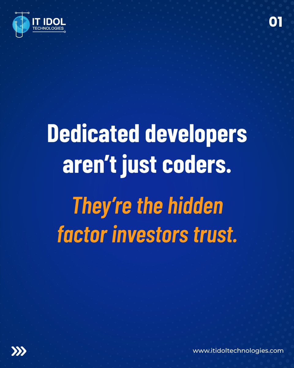 itidoltech's tweet image. Investors don’t just bet on ideas, they bet on teams. 🚀

#Dedicateddevelopers = stability, accountability &amp;amp; faster roadmaps.

That’s why boards favor startups with dedicated teams over fragmented talent.

#DedicatedTeams #InvestorConfidence #StartupScaling #TechLeadership #USA