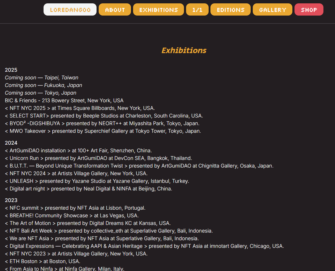 LOREさんの1/1作品！✨
bid war ができる価格からスタートです。（現在0.001ETH、 約4ドル）
shapeチェーンはETH L2で、資金ブリッジも簡単です。

LOREさんは世界中で活躍中のアーティストで、NFT NYC 2025に参加してたり、日本で展示も予定されてて要チェックです✨

ウェブサイト
⬇️LINK⬇️