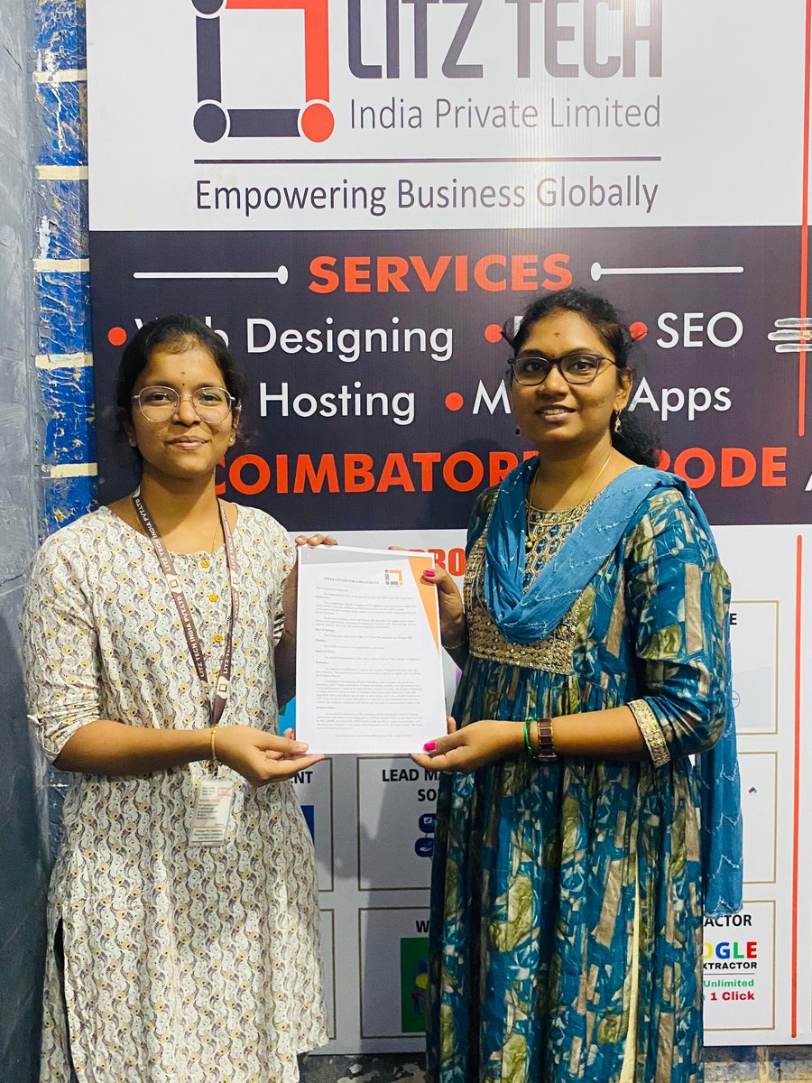 LITZTech's tweet image. ✨ A warm welcome to our newest stars at LitzTech! 🌟
Today marks the beginning of an exciting journey as they proudly hold their offer letters and step into a world of growth, learning, and endless opportunities. 🚀