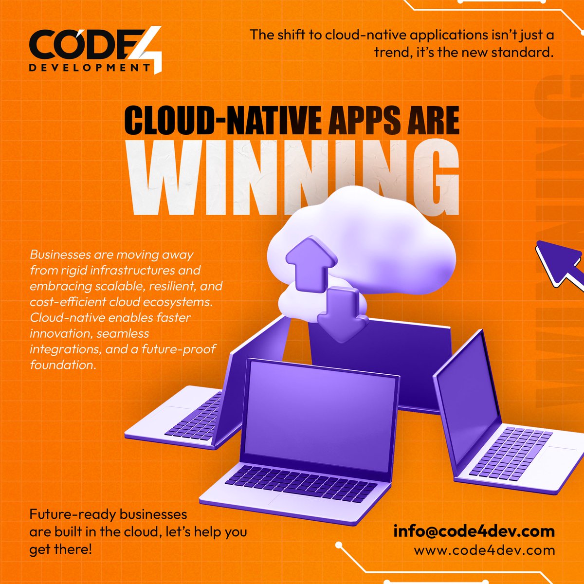 Code4DevX's tweet image. The shift to cloud-native apps isn’t just a trend, it’s the new standard.
Scalable
Resilient
Cost-efficient
Future-proof
At Code4Dev, we help businesses build & migrate apps designed to thrive in the cloud. 🚀
🌐 code4dev.com
#cloudnative #cloudcomputing #devops