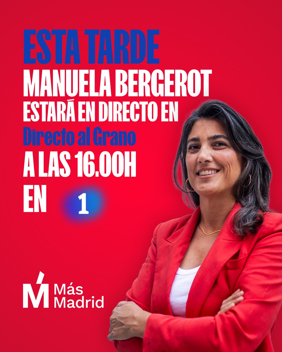 🔴 Está tarde Manuela Bergerot estará en directo en “Directo al Grano” a las 16h en La1.

📺 Puedes seguirlo en directo aquí: rtve.es/play/videos/di…