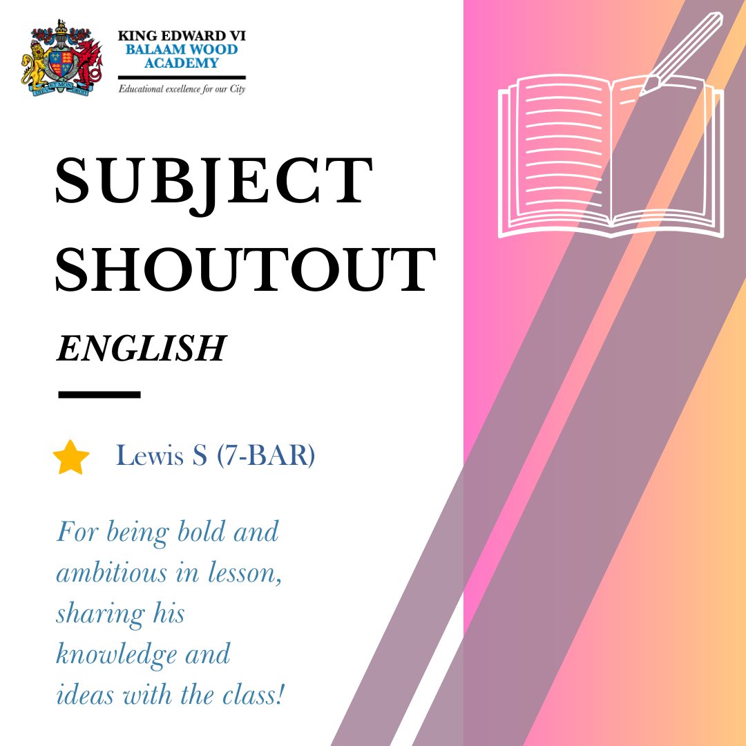 BalaamWood's tweet image. 🎉 Shout out to Lewis S (7-BAR)! 🎉 He has been recognised by Mrs Dovey for showing not one but TWO of our core values - Bold &amp;amp; Ambitious - in his English lesson! 🌟👏 #CoreValues #PupilSuccess