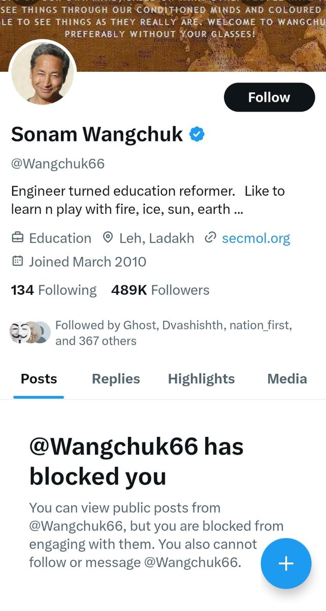 As soon as I showed his <a href="/Wangchuk66/">Sonam Wangchuk</a> link to Md Yunus &amp; violence in Leh, he blocked me within 2 mins. That means I hit a raw nerve.

Tag and ask this urban naxal why he blocked me ?