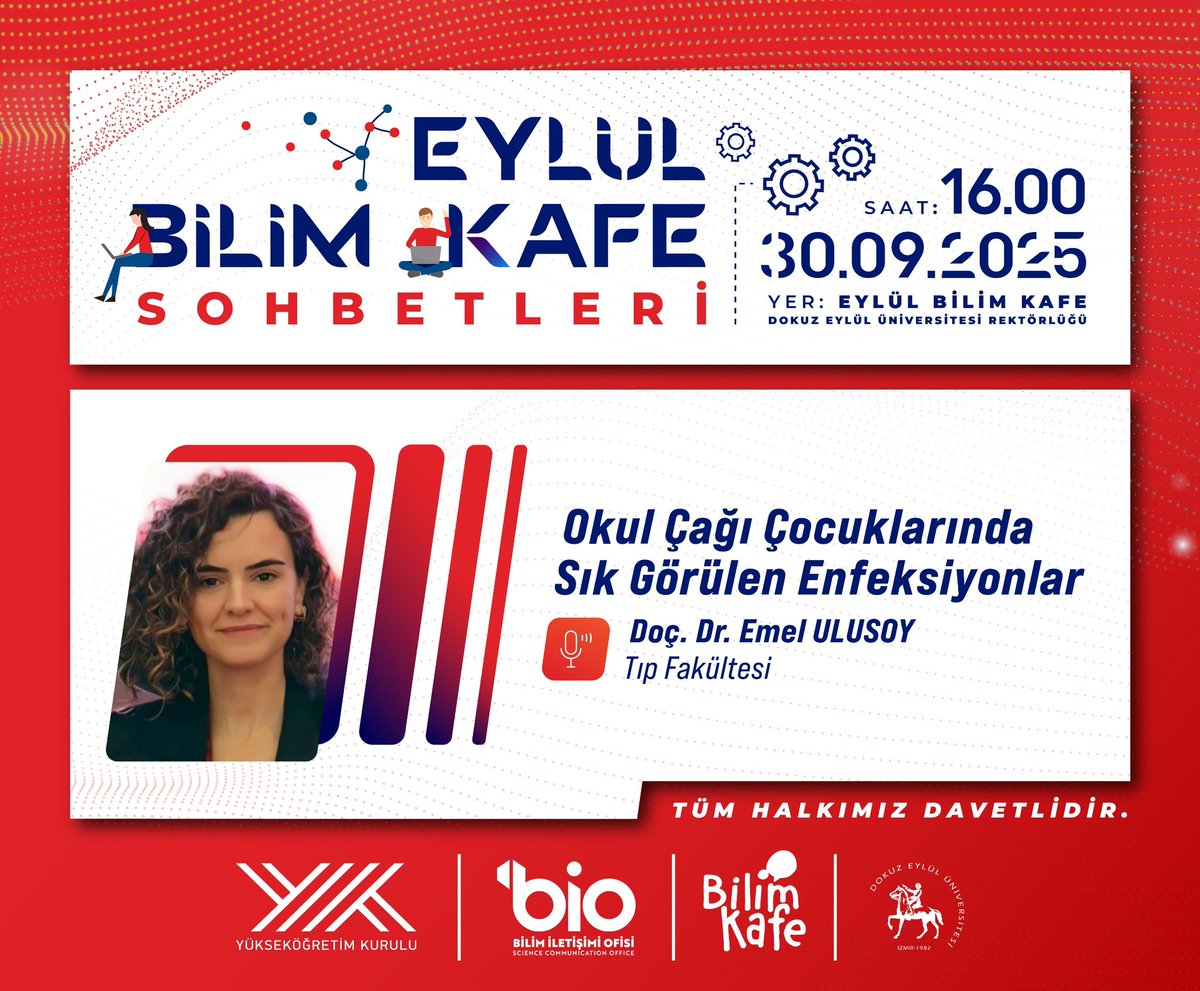 ☕🔬 Eylül Bilim Kafe Sohbetleri’nin İkincisi Başlıyor!

Yükseköğretim Kurulu (YÖK) tarafından üniversiteler ile halkı buluşturmak amacıyla başlatılan “Bilim Kafe Sohbetleri” kapsamında, Dokuz Eylül Üniversitesi Rektörlüğü ev sahipliğinde düzenlenen Eylül Bilim Kafe Sohbetlerinin