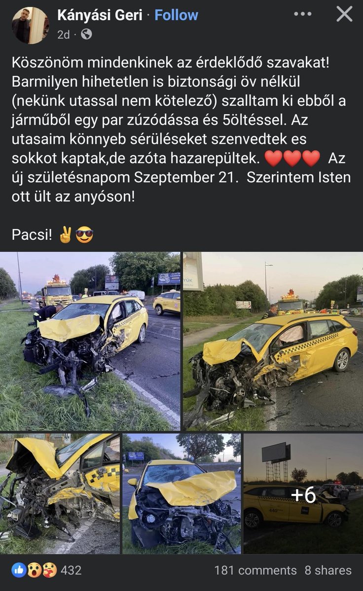 PardiZoltan's tweet image. Országimázsunk egy posztban.
Az ember 3 autót zúzott le, benne 5 emberrel.