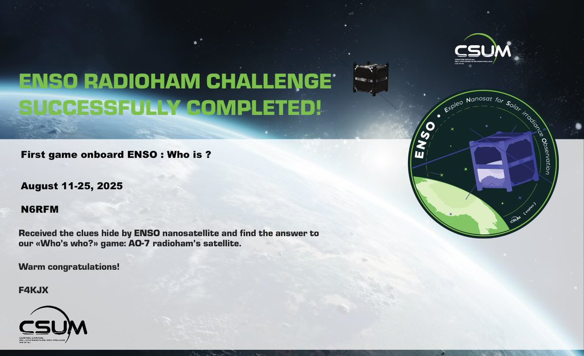 Thank You <a href="/CSUM_F4KJX/">F4KJX - CSUM Hamradio</a> team.  Really enjoyed the challenge! 😎