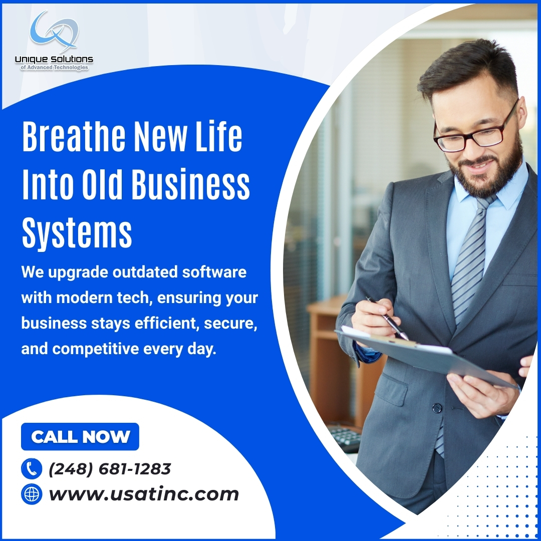 UsatInc's tweet image. 🖥 Don’t let old systems slow you down! USAT Inc. transforms legacy headaches into modern, reliable solutions built for today’s speed. 🚀

Call Us Today
📞 (248) 681-1283
🌐 usatinc.com

#USATInc #LegacyModernization #BusinessSolutions #DataMigration #CustomSoftware