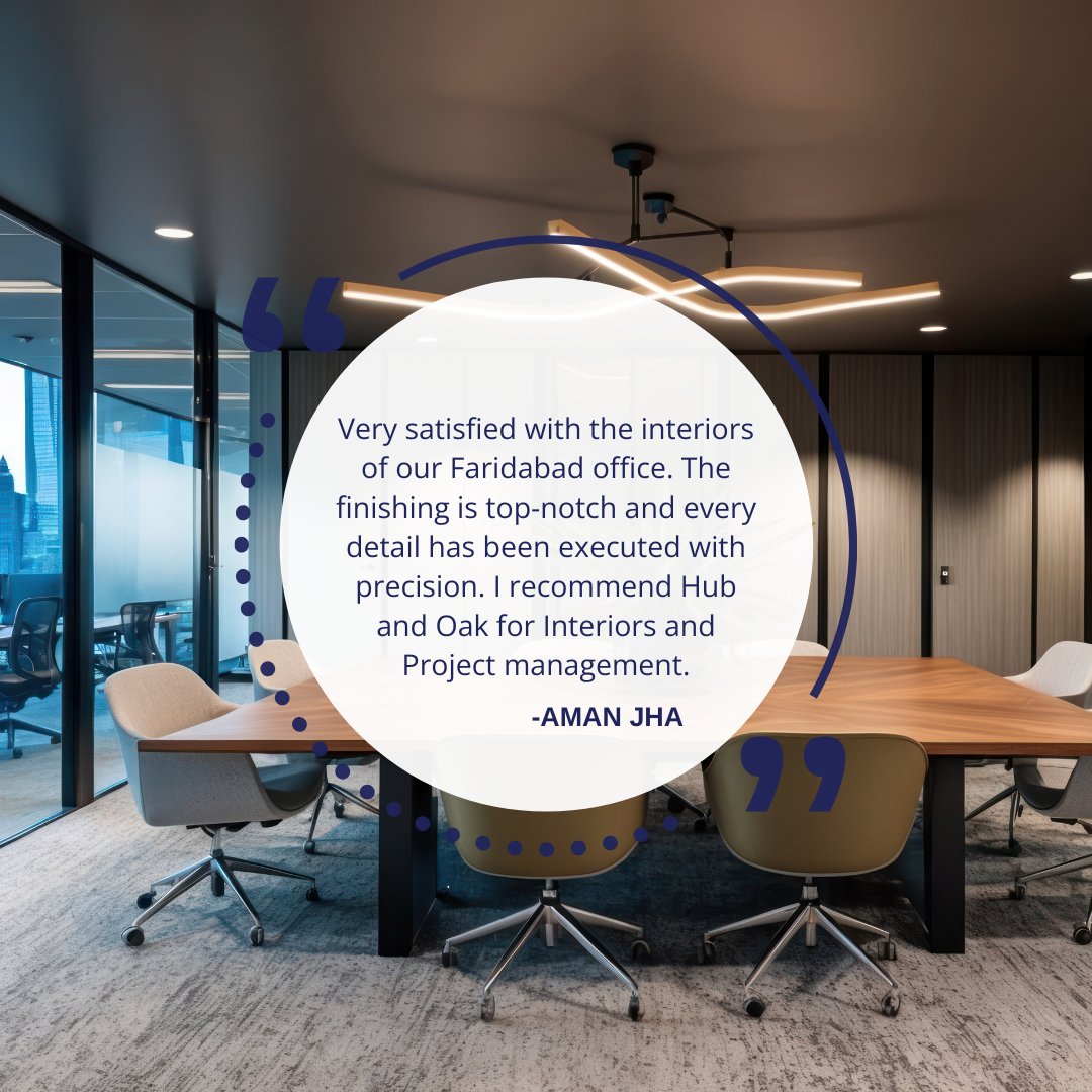 hubandoak's tweet image. We’re delighted to share feedback from one of our valued client.
We specialise in #turnkeyprojects, from concept to execution, creating workspaces that are functional, and tailored to each client’s vision.
Want to upgrade or design your #officespace? Call us at 9711141520