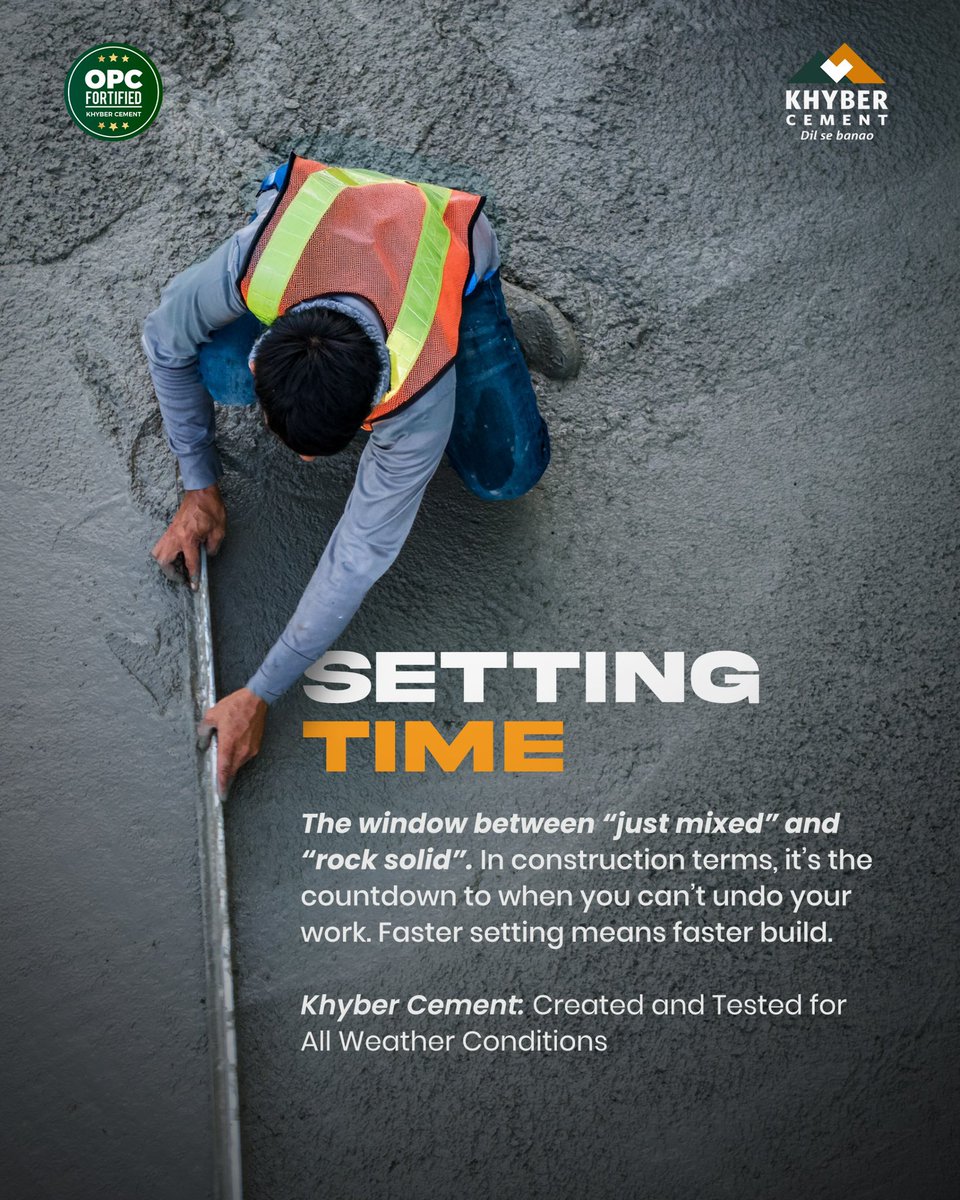 Fast setting equals to Strong finish. That’s Khyber OPC Cement.

#KhyberCement #DilSeBanao #OPC43 #OPC53 #ConstructionTips

[Khyber Cement, Dil Se Banao, Construction Tips, OPC43, OPC53]