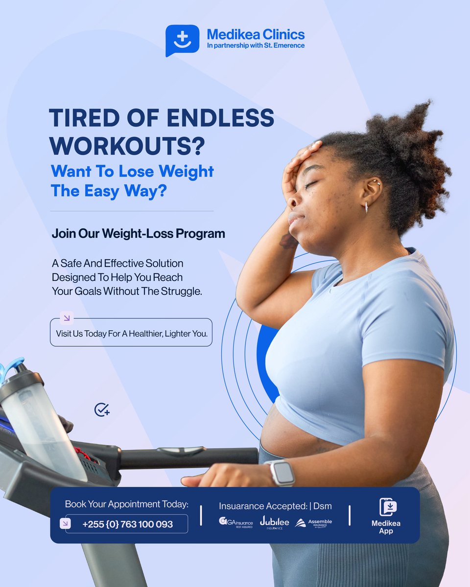 Are you Tired of endless workouts with no results?

Medikea’s weight-loss program is designed to help you reach your goals safely and effectively without the struggle.

Book an appointment today and Start your journey to a lighter and a healthier you..

#MedikeaApp #WeightLoss