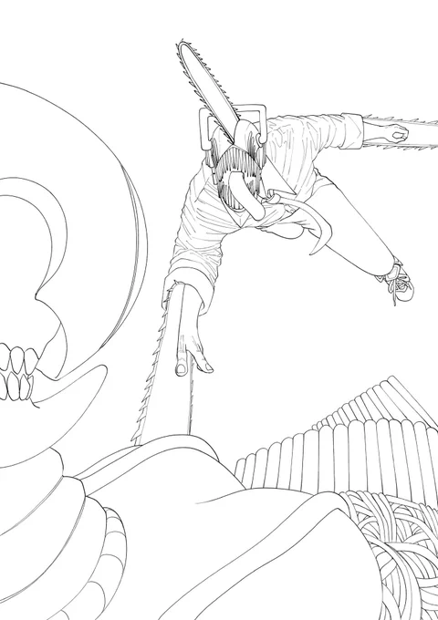 チェンソーマンvsレゼ
(線画)
#チェンソーマン
#チェンソーマンレゼ篇 
#chainsawman 
#イラスト 