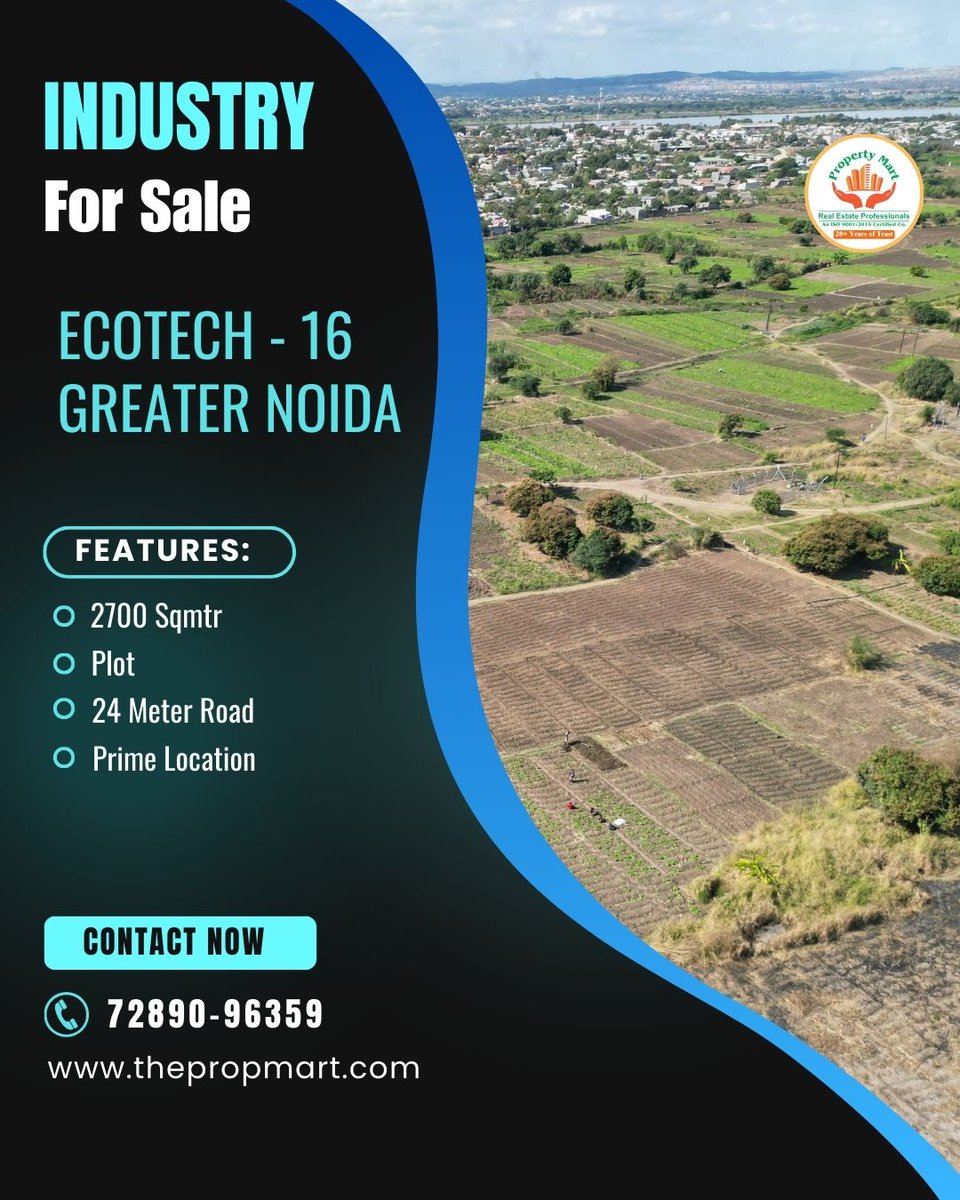 Property_Mart's tweet image. 🏭 Industrial Plot for Sale – Ecotech-16, Greater Noida

📐 2700 Sqmtr | 🛣️ 24m Wide Road | 📍 Prime Location

Perfect for manufacturing &amp;amp; warehousing with excellent connectivity.

📞 72890-96359 | 🌐 thepropmart.com
#GreaterNoida #IndustrialPlot #RealEstate