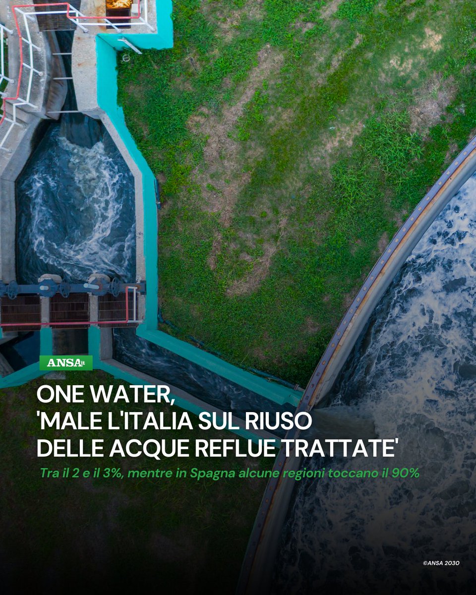 "In Italia solo il 2-3% delle acque #reflue trattate viene riutilizzato, contro il 90% della Spagna in alcune regioni. Un ritardo che non è solo infrastrutturale ma anche culturale e normativo" spiega Mauro Grassi di <a href="/OneWater_Italy/">One Water Italy</a>.
#ANSAAmbiente
➡ bit.ly/4nRu2o5