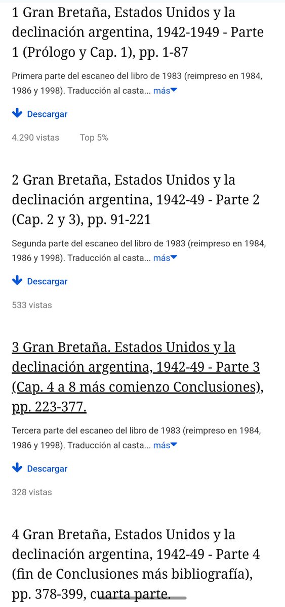 El libro de Carlos Escudé "Gran Bretaña, Estados Unidos y la declinación argentina" que mencionó Tenembaum está para descargar dividido en cuatro partes en ACADEMIA

pdf escaneado x 4
conicet-ar.academia.edu/CarlosEscud%C3…

o se lo puedo pasar vía telegram:
t.me/GabrielPipkin
.