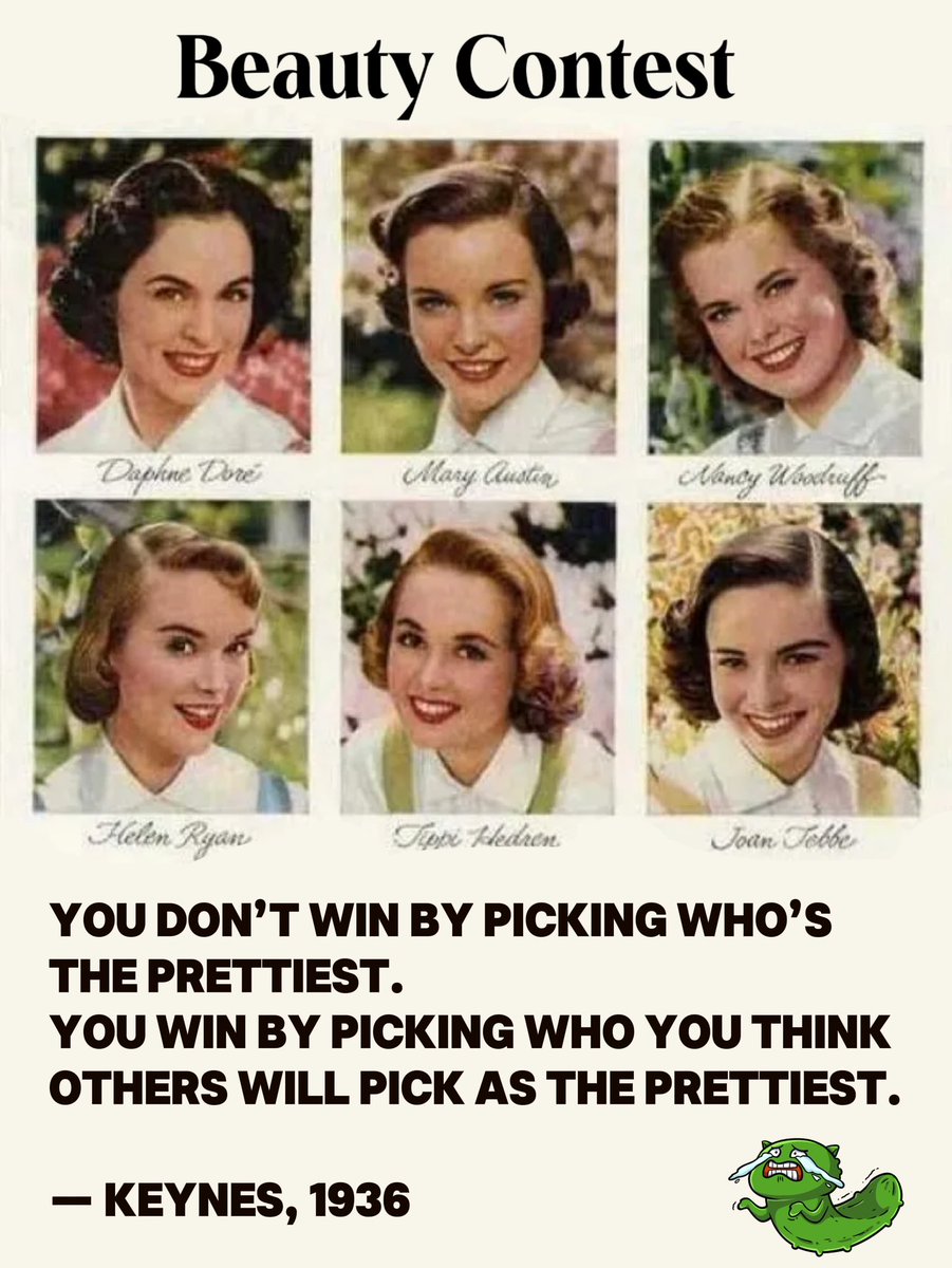 Why is trading so hard?

Because it’s not about finding value.
It’s about guessing what others will call value.

Think about it: we’re all just predicting what others are predicting others will buy. 

So what are you holding just hoping someone else wants it more later?