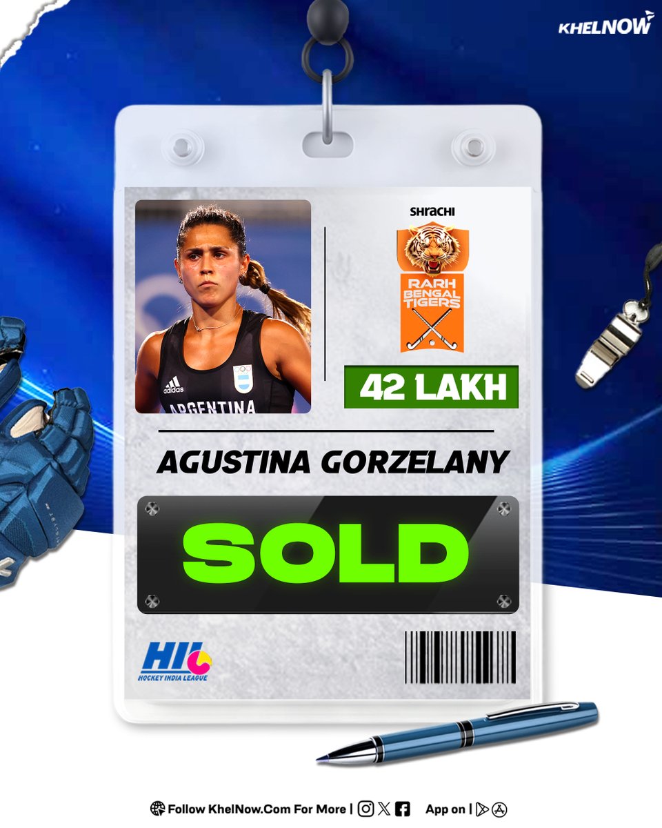 KhelNow's tweet photo. Argentinian๐ฆ๐ท Agustina Gorzelany becomes most expensive women's player at the Hockey India League auction. ๐ฅ
Shrachi Rarh Bengal Tigers sign the defender for Rs 42 Lakh.
Live Blog: https://t.co/2KzeiFc4NY
#Hockey #HILAuction https://t.co/88or5ySbI4