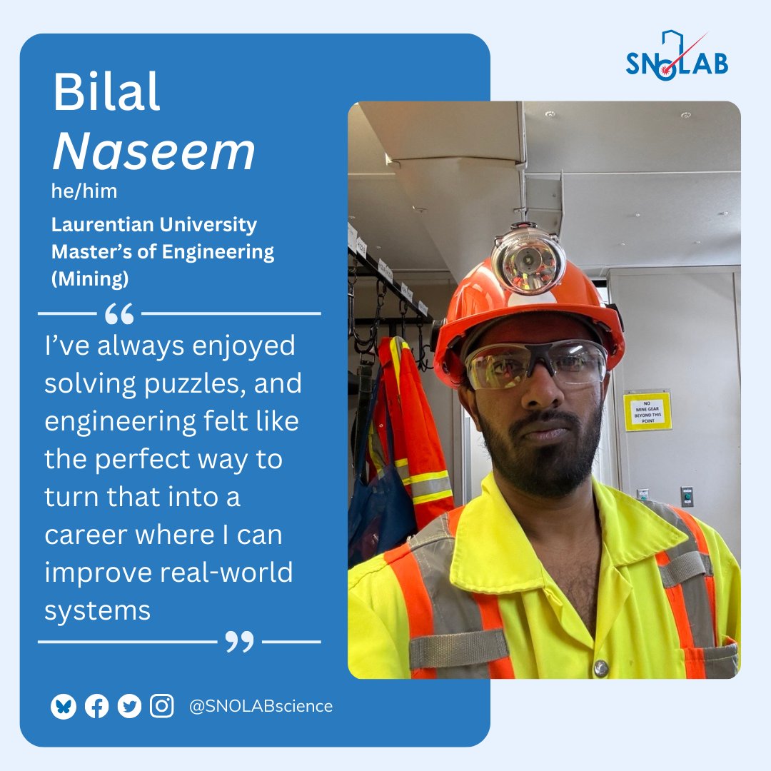 Meet Bilal! Bilal is a recent graduate from the Master's of Engineering program at <a href="/LaurentianU/">Laurentian University - Université Laurentienne</a>. He spent the summer working with SNOLAB’s Project Management Office and will continue in this role for the fall term.

#StudentsAtSNOLAB #WorkWithMeWednesday