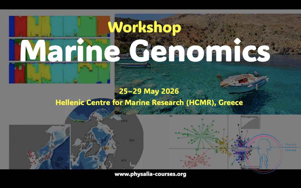 Physacourses's tweet image. 🌊 Interested in Marine Genomics? Join us 25–29 May 2026 for our first course in Crete 🇬🇷!  Hands-on genomics training in a stunning location with an amazing instructor team.

physalia-courses.org/courses-worksh…

#MarineGenomics #SeascapeGenomics #Bioinformatics #Genomics