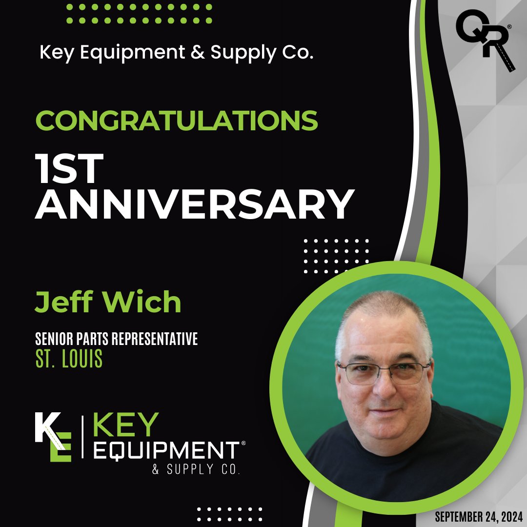 KeyEquip's tweet image. Congrats to Jeff Wich, Senior Parts Representative in our St. Louis facility, on his 1st anniversary with Key Equipment &amp;amp; Supply Co. Thank you for your hard work and dedication to our team and customers.
#KeyEquipment #WorkAnniversary #TeamKey