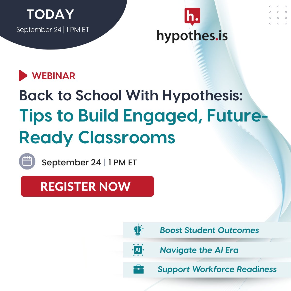 hypothes_is's tweet image. 📢 Happening today at 1 PM ET!

Join our Back to School With Hypothesis webinar + discover how social annotation boosts engagement, builds AI literacy, &amp;amp; strengthens workforce skills.

👉 Register now — link in comments.

#Hypothesis #SocialAnnotation #HigherEd #webinar