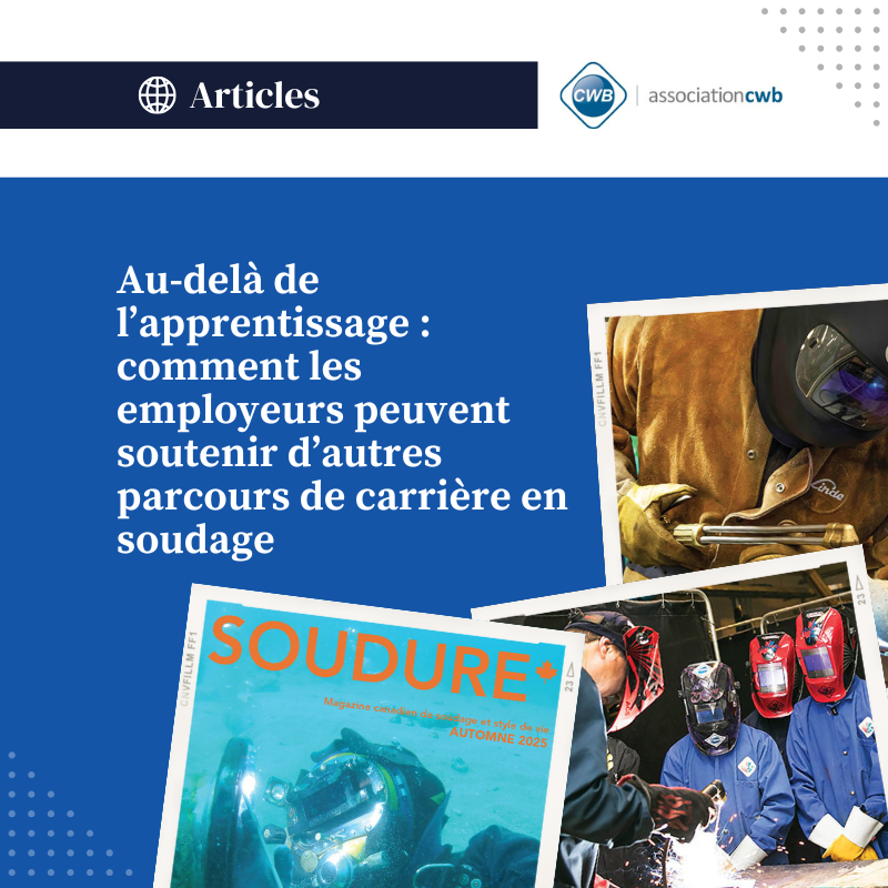 Lisez notre nouvel article SOUDURE maintenant !

Au-delà de l’apprentissage : comment les employeurs peuvent soutenir d’autres parcours de carrière en soudage

ow.ly/N7ra50X08rE