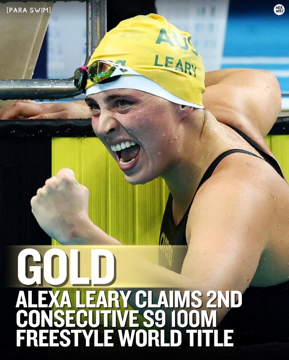 PARA SWIM:
Alexa Leary has claimed her second S9 100m Freestyle World title tonight in Singapore, overpowering the rest of the field to win by over two seconds and narrowly miss her own World Record.
Emily Beecroft was 4th, with Lucky Patterson 7th.
📸Getty/Yong Teck Lim