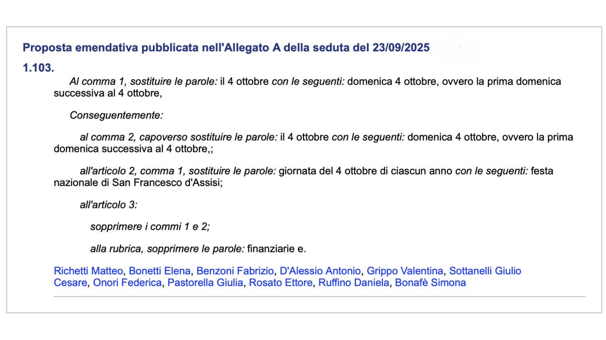 f_onori's tweet image. 🔴 Ieri la Camera ha votato per l’introduzione del #4ottobre come nuova giornata festiva per #SanFrancesco, un giorno rosso sul calendario: scuole chiuse, uffici della pubblica amministrazione chiusi… come a Natale o Ferragosto.

Io ho votato contro. Perché? 

Non ho nulla…