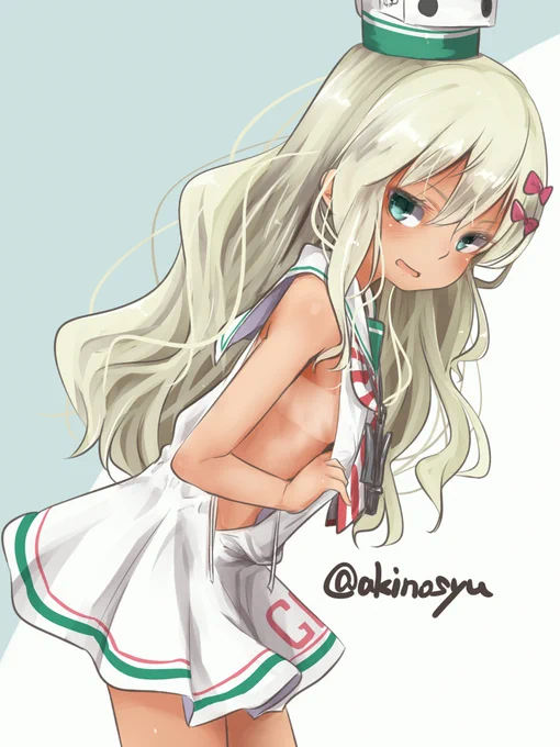 グレの日焼け跡チェック 上手に焼けましたー #艦これ