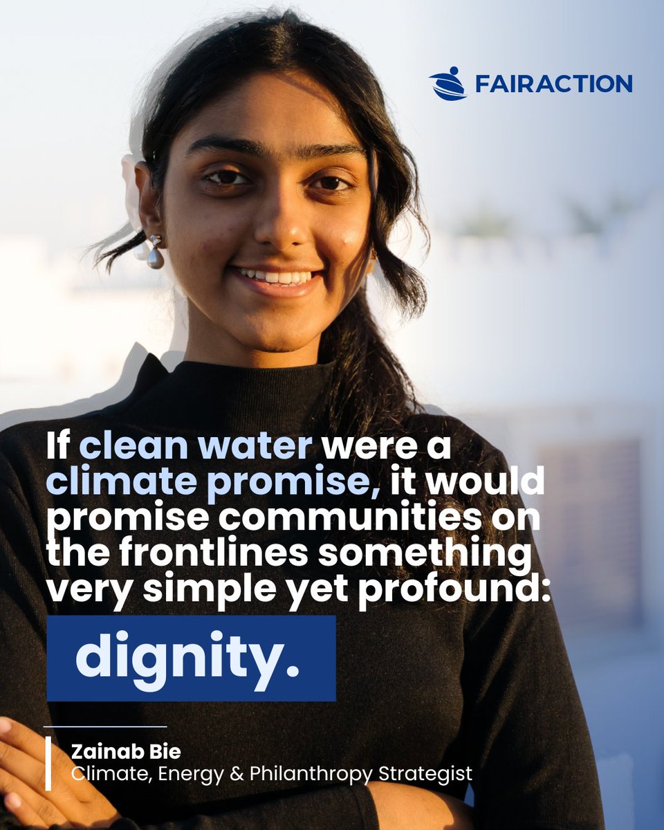 Fairaction (@fairaction_int) on Twitter photo Meet <a href="/zainab_bie/">Zainab Bie</a> one of Reuters Future Energy Leaders 2024 🏅
She says clean water means dignity, health, and justice ⚖️ for communities on the frontlines of climate change.
At Fairaction, we bring that promise to life.
#FairAction #WaterForAll #ClimateJustice Meet <a href="/zainab_bie/">Zainab Bie</a> one of Reuters Future Energy Leaders 2024 🏅
She says clean water means dignity, health, and justice ⚖️ for communities on the frontlines of climate change.
At Fairaction, we bring that promise to life.
#FairAction #WaterForAll #ClimateJustice