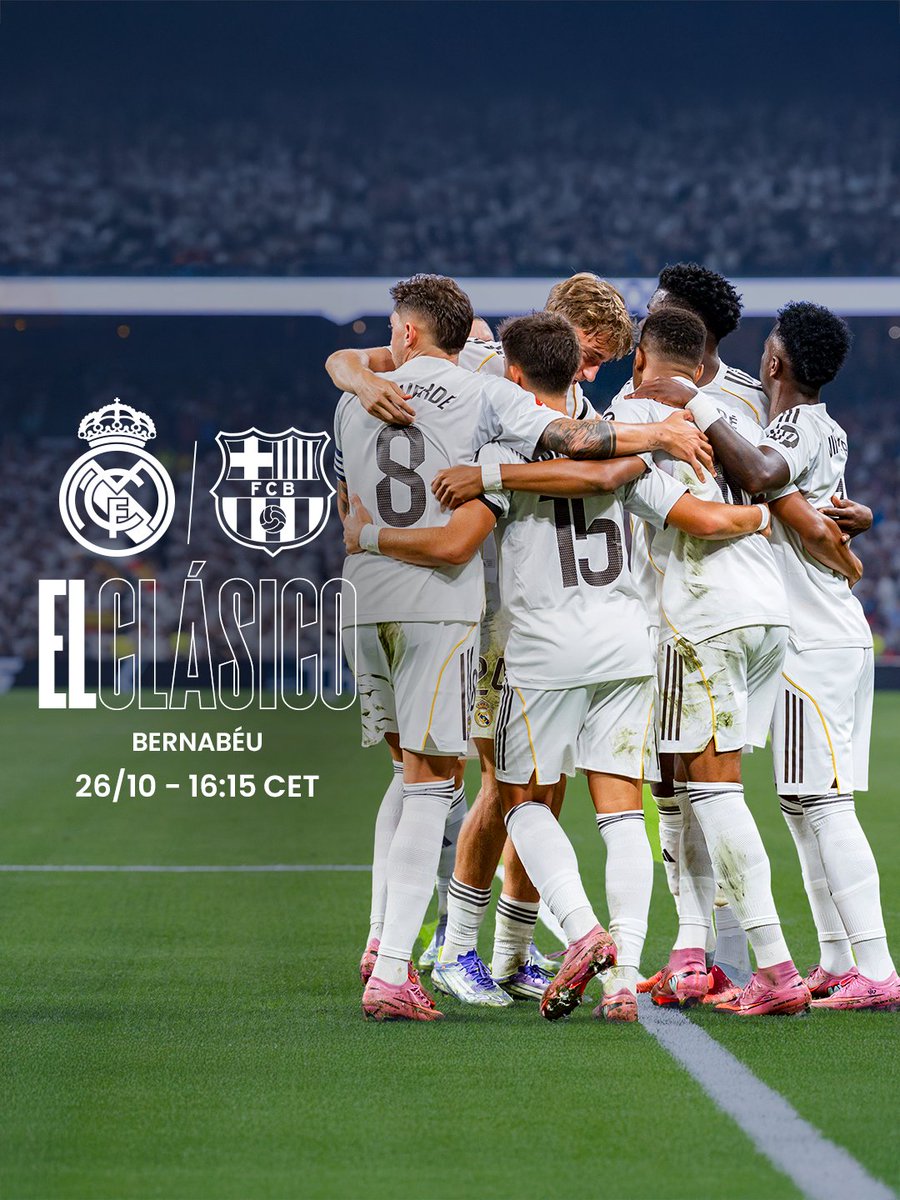 📌 ¡El Real Madrid - Barcelona se jugará el domingo, 26 de octubre, a las 16:15 CET!