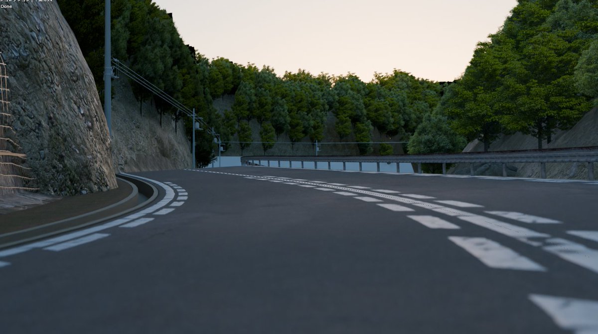 #blender #b3d 
ビルボードで木を生やすだけでもそれっぽく見えてきた。道路標識作っていきます。
Geo-Scatterが欲しい。