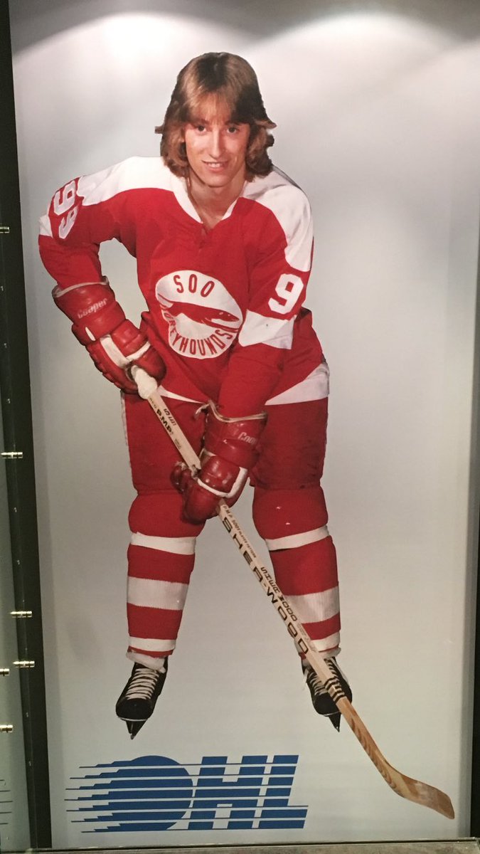 chris sierzputowski π¨π¦ (@cskichris) on Twitter photo OTD in <a href="/OHLHoundPower/">Soo Greyhounds</a> History,September 24,1977, <a href="/WayneGretzky/">Wayne Gretzky</a> recorded a hat trick and 3 assists in Sooβs season opening game, 6-1 over <a href="/Oshawa_Generals/">Oshawa Generals</a> . It was his first game donning his trademark β99β jersey after wearing 14 in pre-season. <a href="/OHL_History/">OHL History</a> <a href="/HoundsInsider/">Soo Greyhounds Updates</a> OTD in <a href="/OHLHoundPower/">Soo Greyhounds</a> History,September 24,1977, <a href="/WayneGretzky/">Wayne Gretzky</a> recorded a hat trick and 3 assists in Sooβs season opening game, 6-1 over <a href="/Oshawa_Generals/">Oshawa Generals</a> . It was his first game donning his trademark β99β jersey after wearing 14 in pre-season. <a href="/OHL_History/">OHL History</a> <a href="/HoundsInsider/">Soo Greyhounds Updates</a>