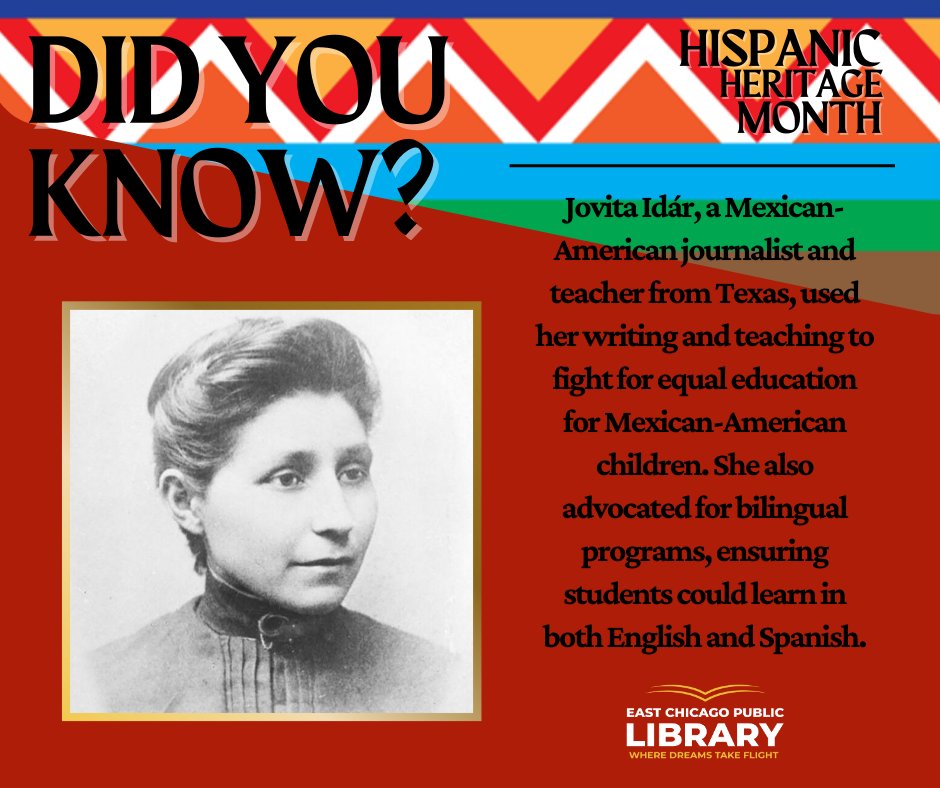 ECPublicLibrary's tweet image. Did You Know? 📝 In the early 1900s, Jovita Idár, a Mexican-American journalist and teacher in Texas, wrote for and edited La Crónica and used her platform to advocate for civil rights, women’s rights, and educational equality for Mexican-American communities.
#EducationMatters