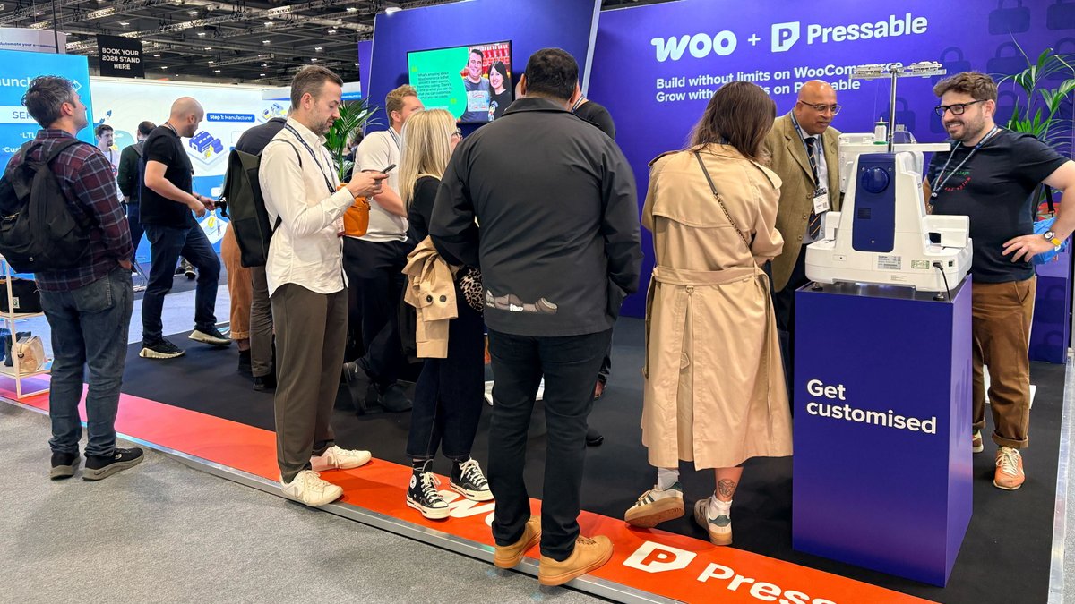 WooCommerce's tweet image. Hi London! 🇬🇧 

We’re so excited to be here at #ecommerceexpo 2025 with our friends from @Pressable. 

Swing by our booth to meet our team, learn more about how to sell and grow without limits, and score a cool bag from @CoraandSpink.