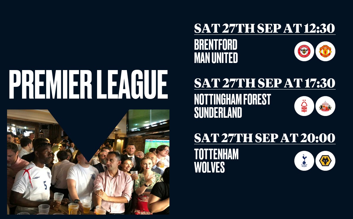 #PremierLeague #SuperSaturday

#BREMUN 
#NFOSUN
#TOTWOL

Link in bio to book for one or all matches!