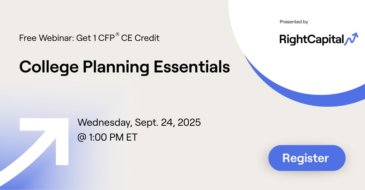📣 Free this afternoon? Join our special CFP CE-credit webinar exploring college planning essentials, including:

👉 Evaluating education costs and funding strategies
👉 Utilizing tax-advantaged plans: 529s, UTMAs, and UGMAs
👉 Integrating education planning into the overall