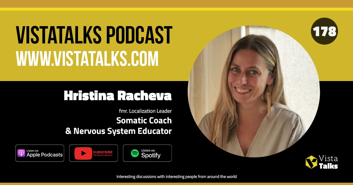 Host Simon Hodgkins is joined by Hristina Racheva, who transitioned from working for over 10 years in the localization industry at major global organizations to becoming a somatic guide and nervous system educator. vistatalks.com/episode-178-hr…

#LeadershipTransformation