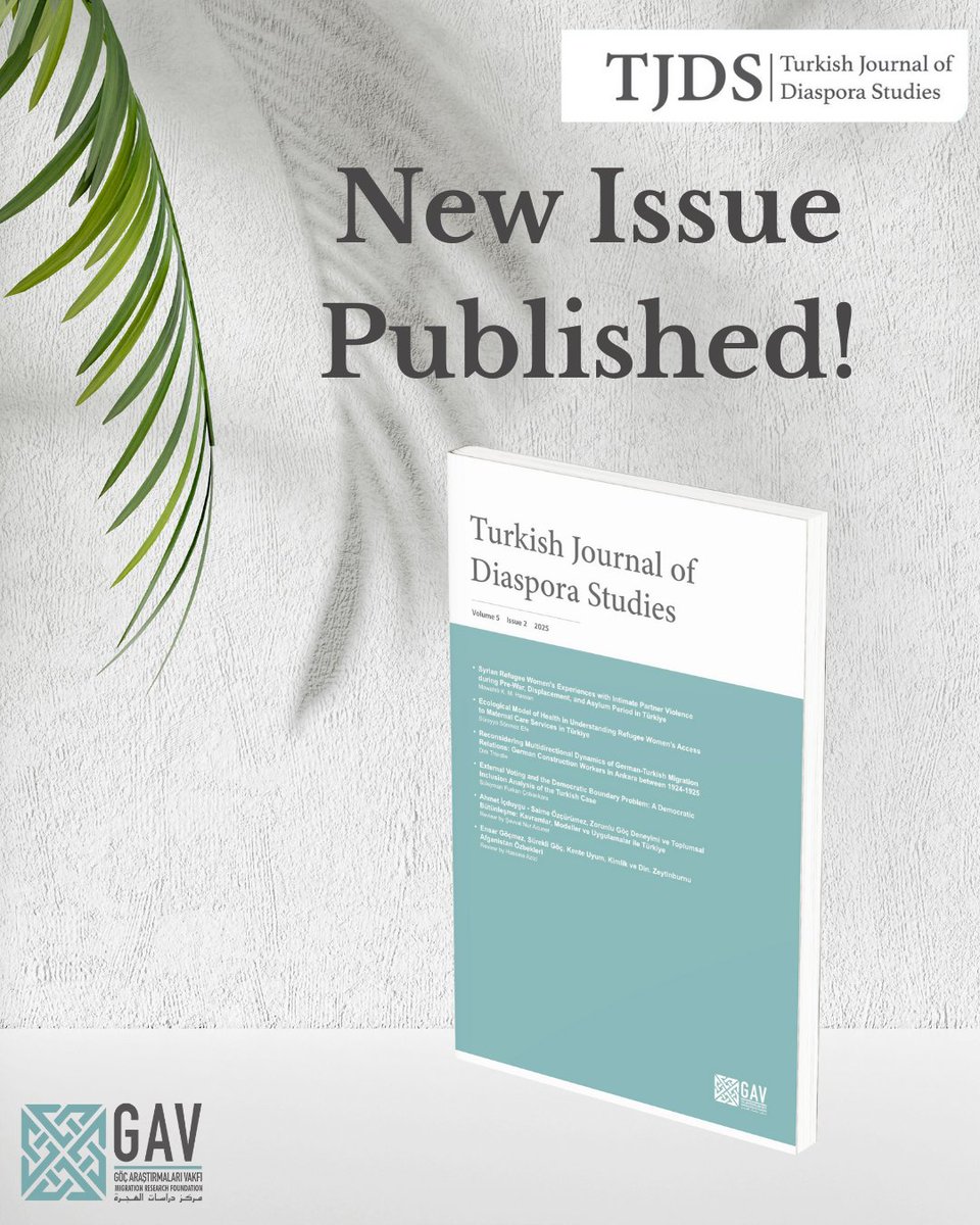 tjds1's tweet photo. 📢We are happy to share the news that the latest issue of the Turkish Journal of Diaspora Studies (TJDS) is published.

📌The new issue is accessible at
https://t.co/vm3Rf9UURW
or
https://t.co/DLlzTYElCK https://t.co/iTr2MYHhTO