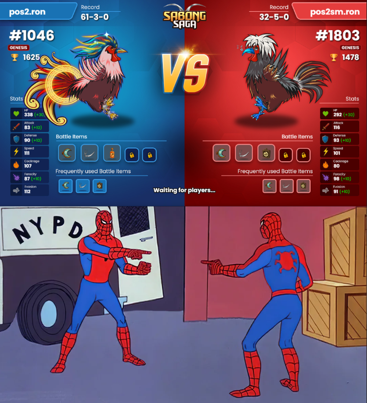 When you accidentally queue both of your chickens 😂

It’s OK to play on multiple accounts in @SabongSaga. Leaderboard rewards are per NFT, not per account.

I’m running both chickens with battle items and cookies. These items need to be crafted using materials and $COCK, adding