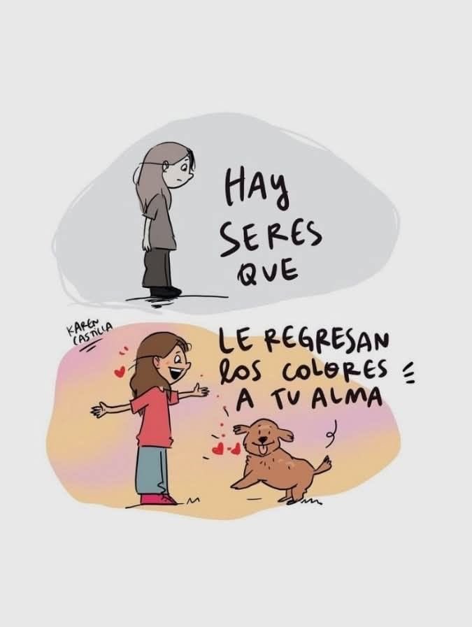 Colores del Alma

Hay momentos en que la vida se vuelve gris, en que los días pierden brillo y el alma se siente vacía. Caminamos cabizbajos, arrastrando silencios que pesan más que el tiempo.

Pero entonces aparece un ser distinto, puro, sin máscaras. Un ser que no juzga, que no
