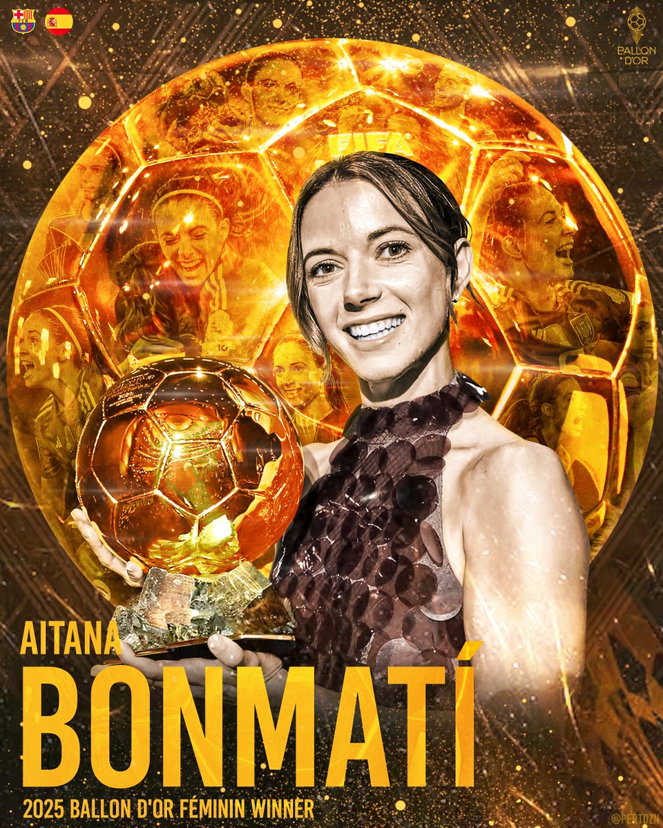 pertdesigns's tweet photo. Aitana Bonmati - 2025 Ballon d'Or Feminin Winner 🌕 ✨️

#Bonmati I #AitanaBonmati I #Barcelona I #Barca I #BallonDor2025 I #BallonDor I @AitanaBonmati https://t.co/ZFpjNNwo7f