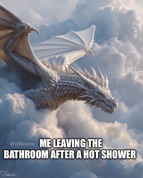 CNRealms's tweet image. The true power of a hot shower...

#DnD #fantasyhumor