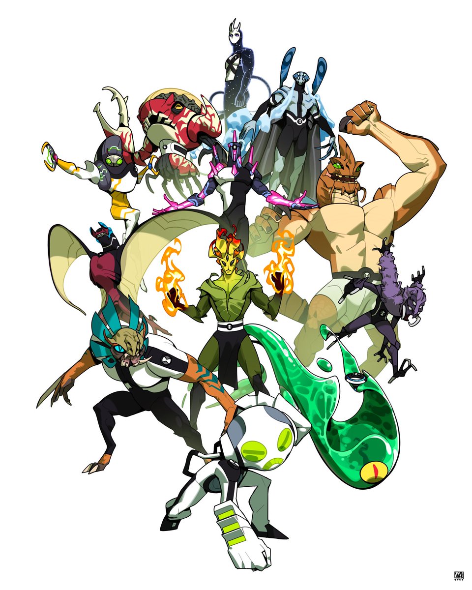 daxramires's tweet photo. I put all of my Alien Force redesigns in one canvas!!! I’m so proud of how I did Big Chill, Jetray and Lodestar!! 🥹👽 #artph #ben10 https://t.co/s3QGaQEfe0