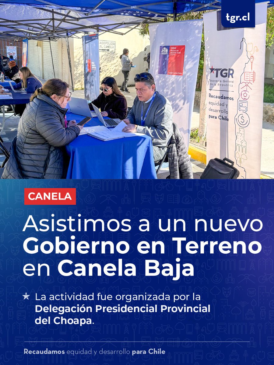 📍 La Tesorería Provincial de Illapel tuvo una activa participación en una nueva jornada de Gobierno en Terreno organizado por la Delegación Presidencial Provincial del Choapa.

Junto a diversas instituciones públicas, entregamos orientación y resolvimos dudas de las vecinas y