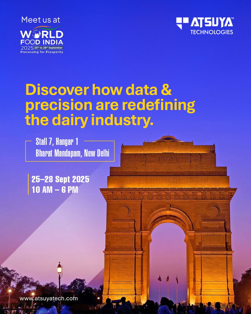 We’re excited to be a part of <a href="/worldfoodindia/">World Food India</a> 2025 under the <a href="/Dept_of_AHD/">Dept of Animal Husbandry & Dairying, Min of FAH&D</a> Pavilion! 

Don’t miss the chance to see how we’re making quality, efficiency, and compliance seamless for the dairy sector.

Register now: worldfoodindia.gov.in/visitor-regist…

#WFI2025 #FoodProcessing #FoodTech