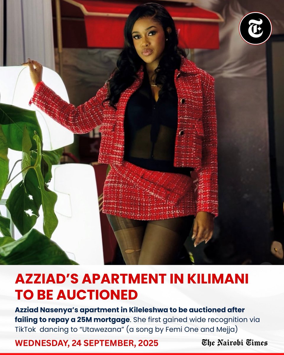 TheNairobiTimez's tweet photo. BREAKING

Azziad Nasenya’s apartment in Kileleshwa to be auctioned for allegedly failing to repay a 25M mortgage. https://t.co/OrA2QNhCfW