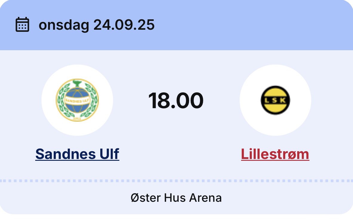 VictorOlsen_'s tweet photo. Følg kampen mellom topplaget i Post-Nord ligaen og topplaget i Obosligaen fra 17:45! 3 Runde i NM 2026 kan sees på @direktesport 

@SandnesUlf - @LillestromSK 🏟️ - Østerhus Arena https://t.co/Sxyt5GUqJH